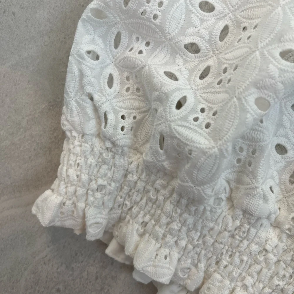Anthropologie White Eyelet Ruffle Blouse
